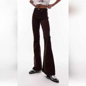 NWT Topshop Chocolate Brown Corduroy Flare Pants. Tall